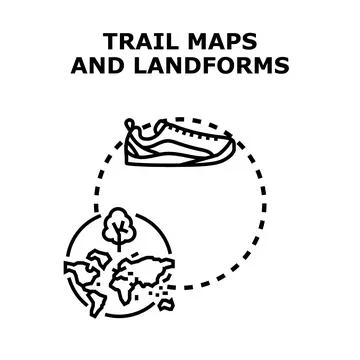 Outdoor activity exploring landforms using trail maps Stock Illustration