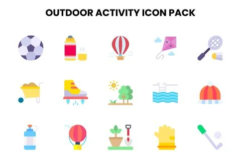 Outdoor Activity Flat Design Icons Pack Stock Illustration