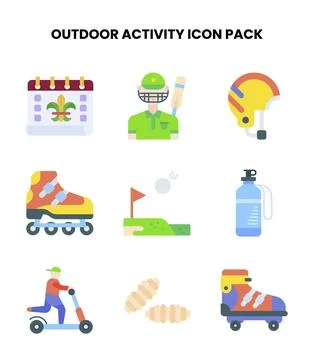 Outdoor Activity Flat Graphics Icons Pack Stock-Illustration