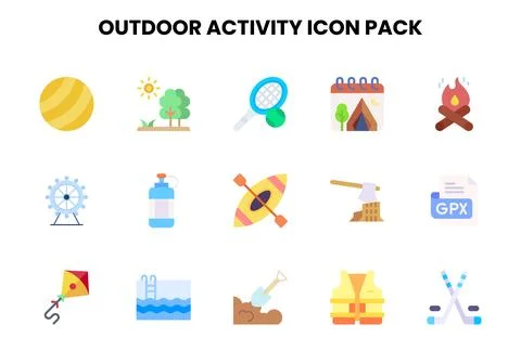 Outdoor Activity Flat Icons Pack 스톡 일러스트