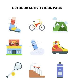 Outdoor Activity Flat Scalable Icons Pack Stock Illustration