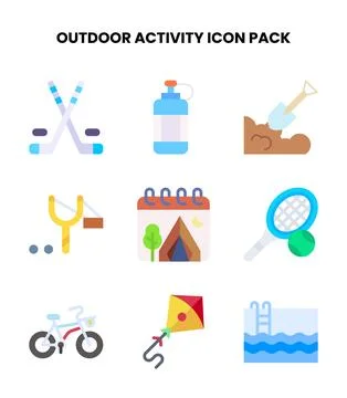 Outdoor Activity Flat Set Icons Pack Stock Illustration