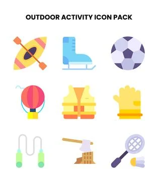 Outdoor Activity Flat UI Icons Pack Stock Illustration