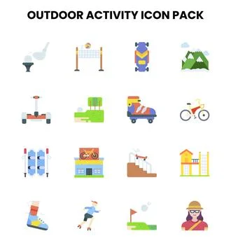Outdoor Activity Flat UI Icons Pack Stock Illustration