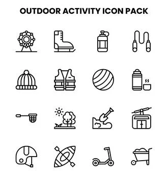 Outdoor Activity Line Bundle Icons Pack 스톡 일러스트