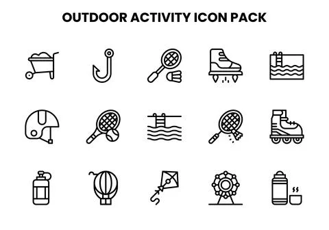 Outdoor Activity Line Vector Icons Pack Stock Illustration