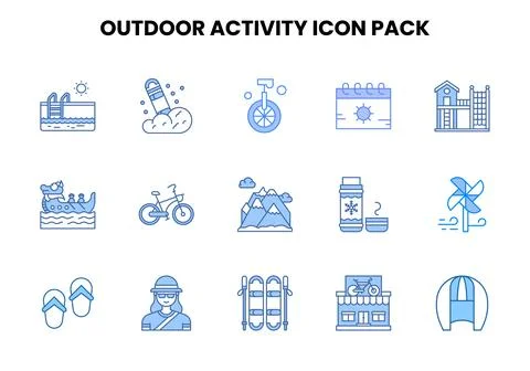 Outdoor Activity Two Colour Collection Icons Pack 스톡 일러스트