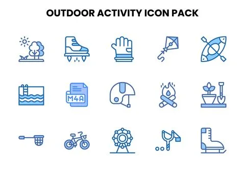 Outdoor Activity Two Colour Design Icons Pack 스톡 일러스트