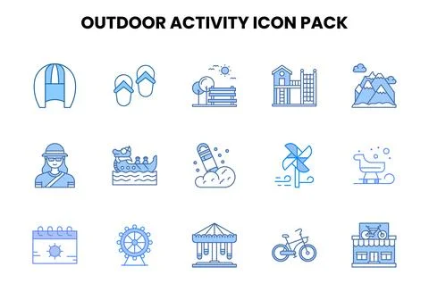 Outdoor Activity Two Colour Graphics Icons Pack 스톡 일러스트