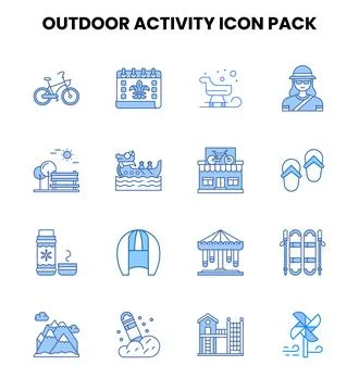 Outdoor Activity Two Colour Graphics Icons Pack Stock Illustration