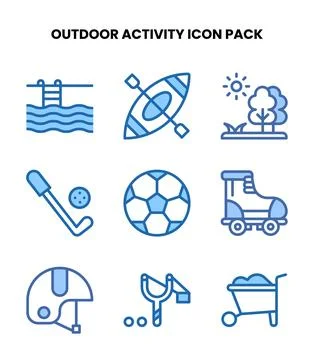 Outdoor Activity Two Colour Set Icons Pack Stock Illustration