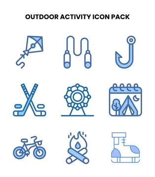 Outdoor Activity Two Colour Vector Icons Pack Stock Illustration
