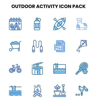 Outdoor Activity Two Colour Vector Icons Pack Stock Illustration