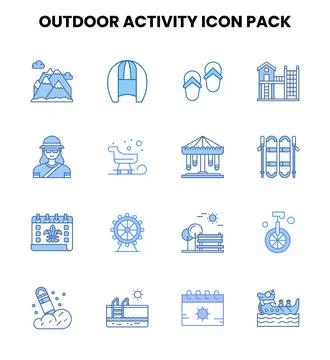 Outdoor Activity Two Colour Vector Icons Pack Stock Illustration