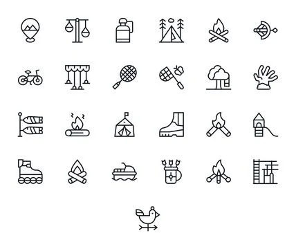 Outdoor Activity Vector Graphics featuring 25 Regular Line Display Perfect .. 스톡 일러스트