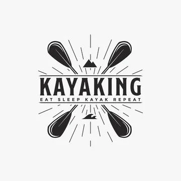 Outdoor adventure kayaking logo vector on white background Stock Illustration