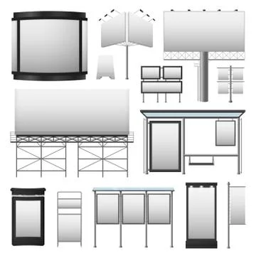 Outdoor Advertisement Set Stock Illustration