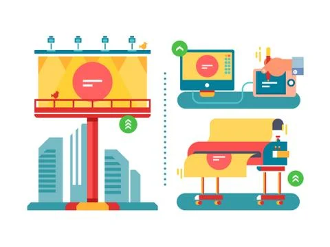 Outdoor advertising process Stock Illustration