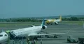 Outdoor airfield scenery domestic Airport Ngurah Rai in Bali - Indonesia 4k or 4k+ Resolution