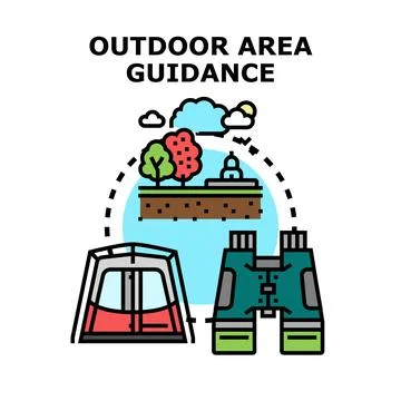 Outdoor area guidance concept exploring nature camping Stock Illustration