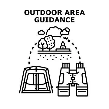 Outdoor area guidance concept exploring nature camping Stock Illustration