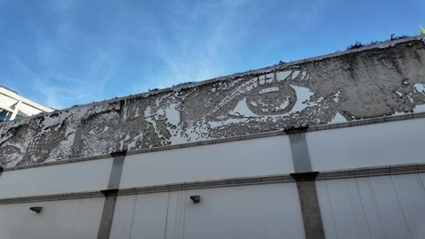 This outdoor artwork at a construction site Stock Footage 297635449