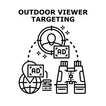Outdoor audience targeting with location based advertisement Stock Illustration