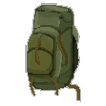Outdoor backpack camp pixel art vector illustration Stock Illustration