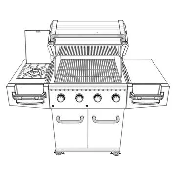 Outdoor BBQ Barbecue Grill Vector Ilustração Stock