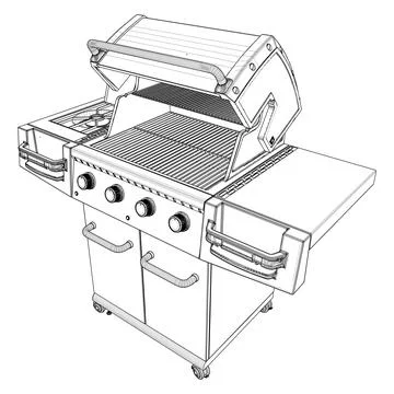 Outdoor BBQ Barbecue Grill Vector Ilustração Stock