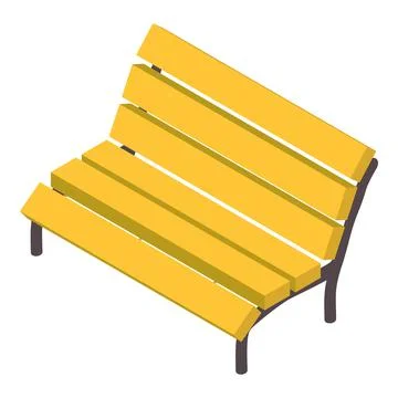 Outdoor bench icon isometric vector. New yellow empty wooden bench with backrest Stock Illustration