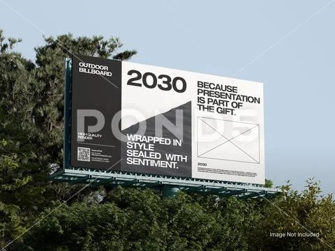 Outdoor Billboard Advertising with Trees Modello PSD
