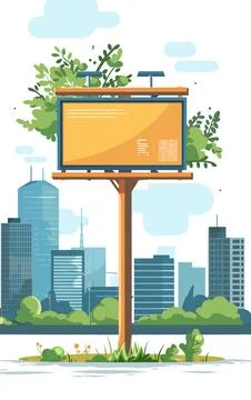 Outdoor billboard empty advertisement space cityscape background. Large Stock Illustration