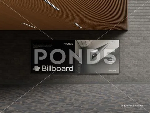Outdoor Billboard Mockup - Landscape Format on Road PSD Template