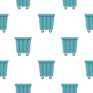 Outdoor blue trash can pattern seamless Stock Illustration
