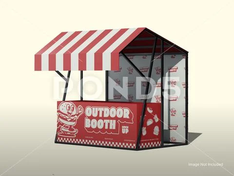 Outdoor Booth Mockup with Canopy Modello PSD