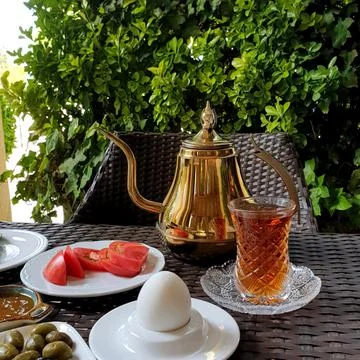 Outdoor breakfast tea Stock Photos