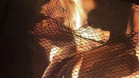 Outdoor Burning Log Fire in the Dark of Night Stock Footage 229566702