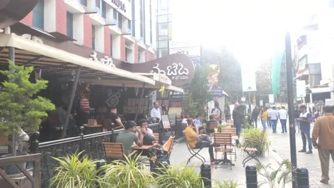 Outdoor cafe Stock Footage 145962921