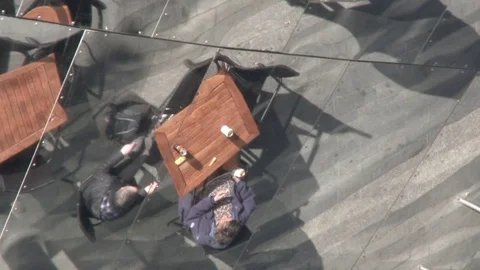 Outdoor Cafe Reflection Stock Footage 76194677