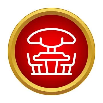 Outdoor cafe restaurant table umbrella icon Stock Illustration