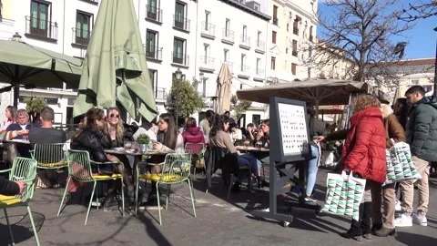 Outdoor cafe in Spain Stock Footage 176982540