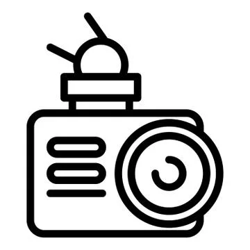 Outdoor camera front view icon, outline style Illustrazione stock