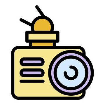 Outdoor camera front view icon color outline vector 스톡 일러스트