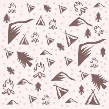 Outdoor camping pattern vector illustration 스톡 일러스트