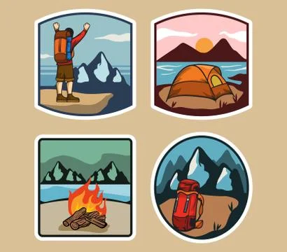 Outdoor Camping Simple Lable Stock Illustration