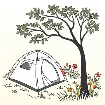 Outdoor Camping Tent Flat Vector Icon Stock Illustration
