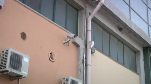 Outdoor cctv white camera Stock Footage 50855772