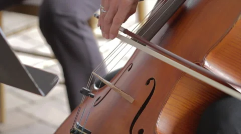 Outdoor Cello | Classical Quartet | Bow Close Up Stock Footage 57789186