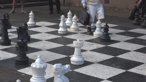 Outdoor Chess with extra large pieces. Stock Footage 53011422
